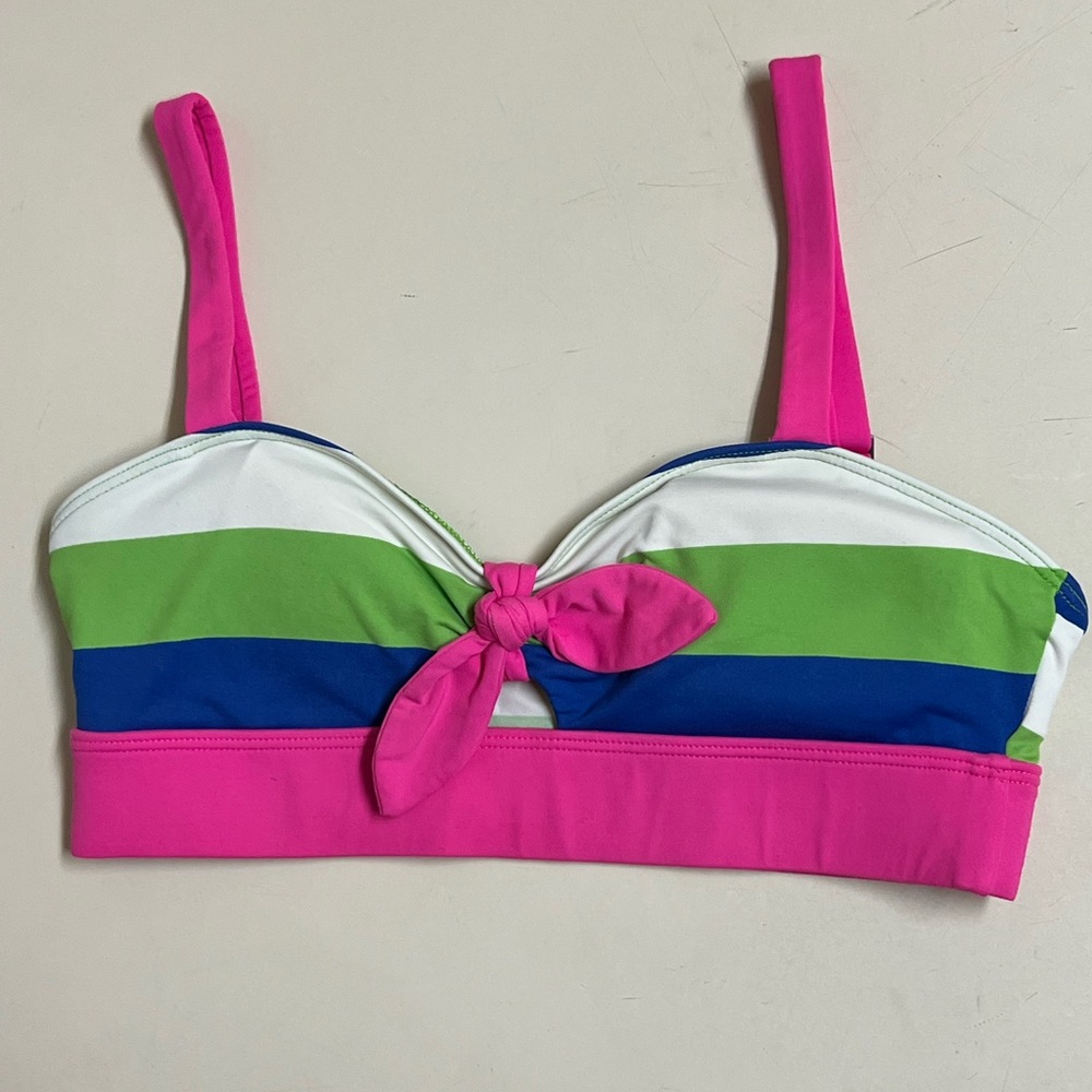 Abercrombie Kids Girls Striped Bikini Top with Bow - Size Large - VGUC
